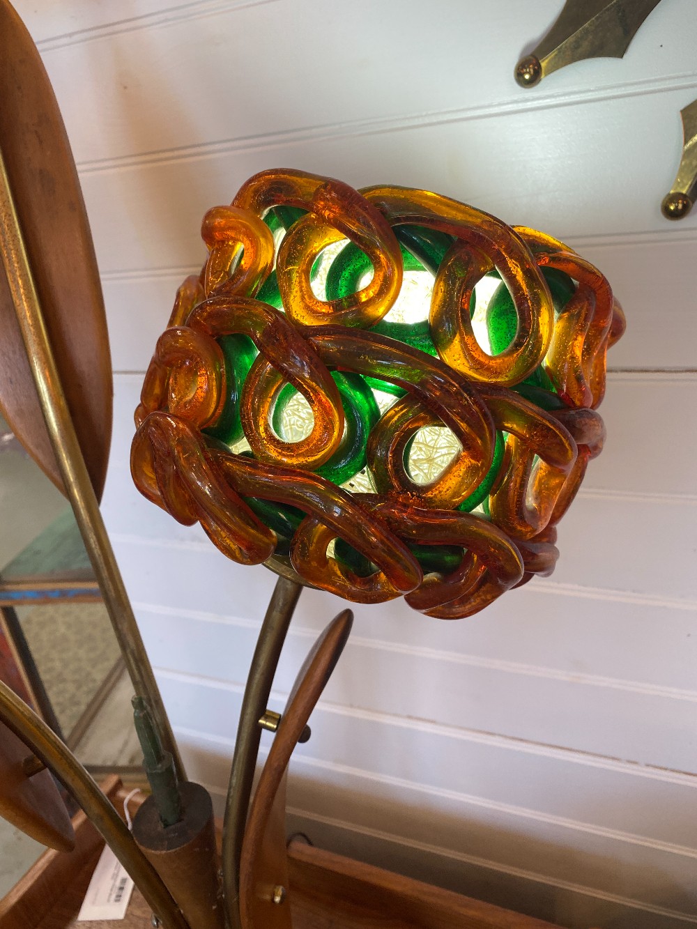 Danish MCM Tall Flower Spaghetti Table Lamp