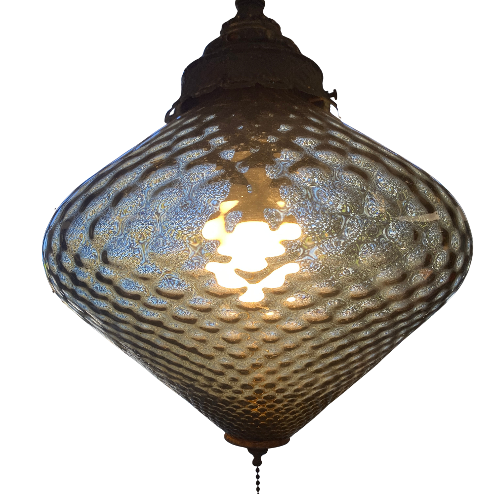 Textured Smoked Glass Swag Pendant Lamp