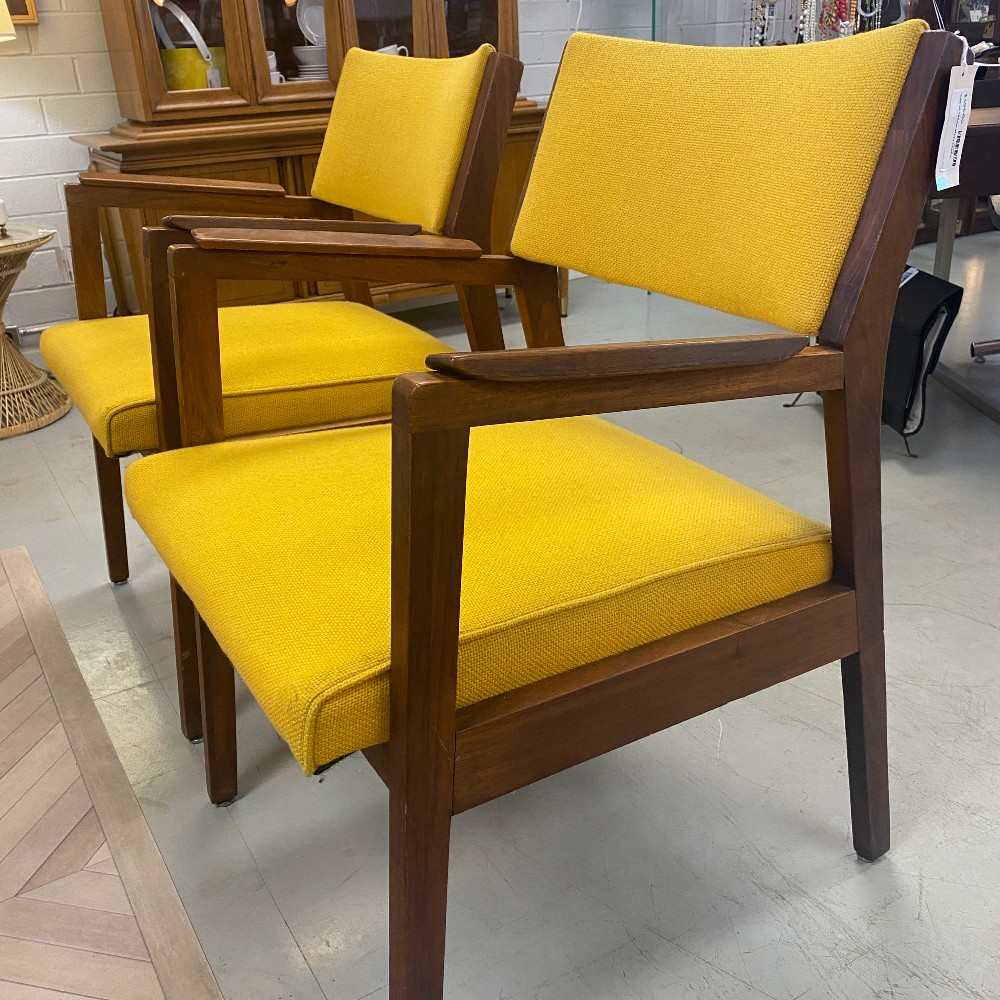 Pair of Yellow MCM Chairs