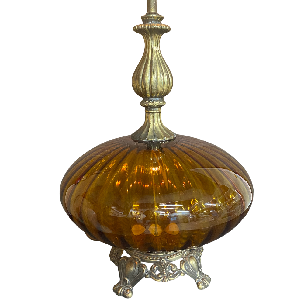 Groovy Gold Glass Globe Table Lamp - No Shade