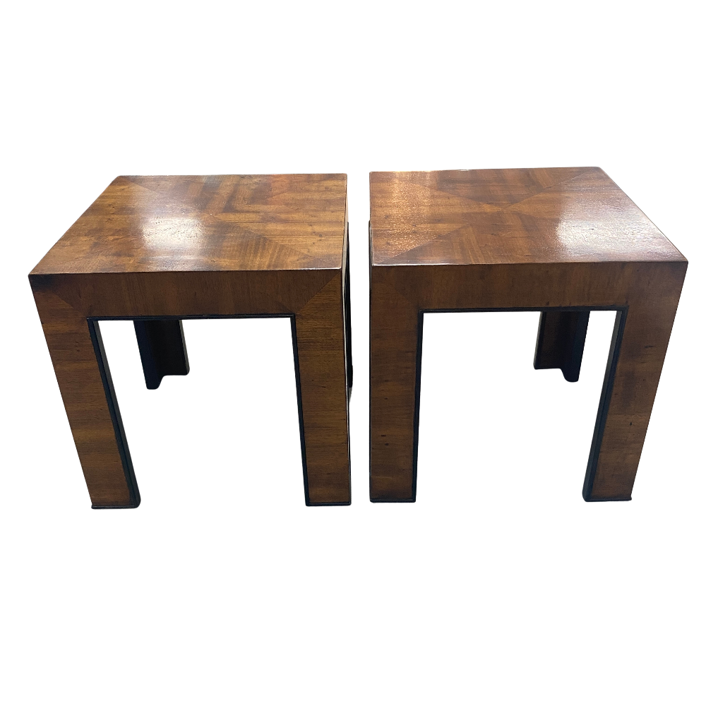 Side Tables - PAIR of Milo Baughman-Style Olivewood