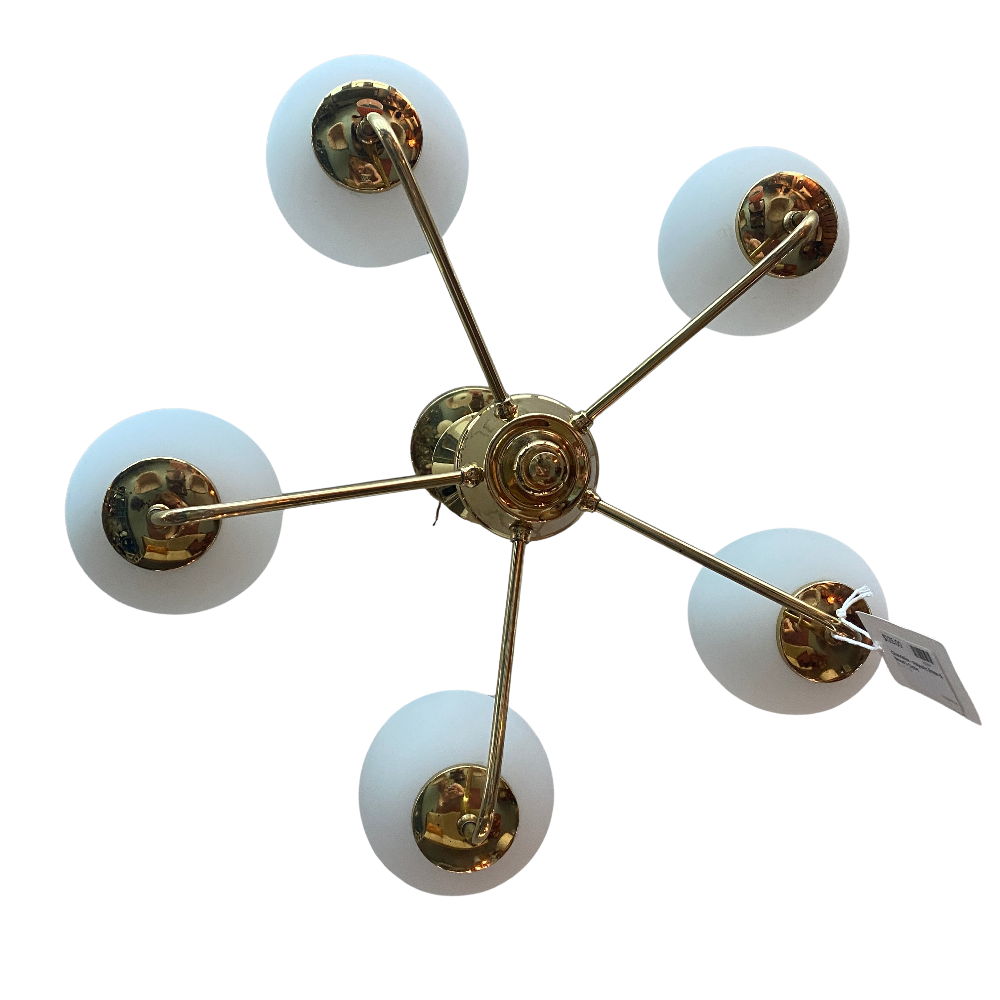 Chandelier - Majestic Brass & Wood 5-Globe