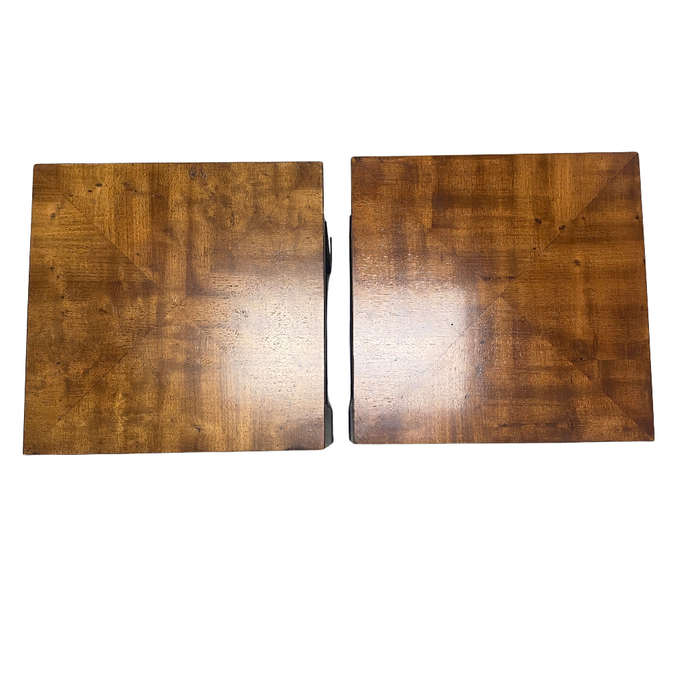 Side Tables - PAIR of Milo Baughman-Style Olivewood