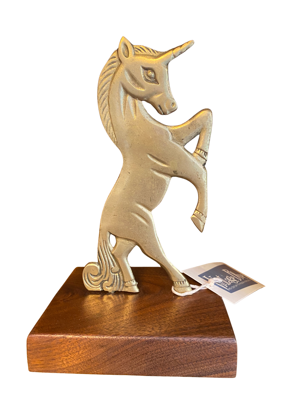 Brass Unicorn on Custom Hardwood Base