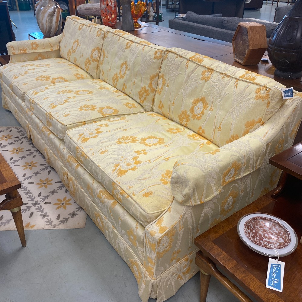 Yellow & Orange Floral 3 Cushion Sofa
