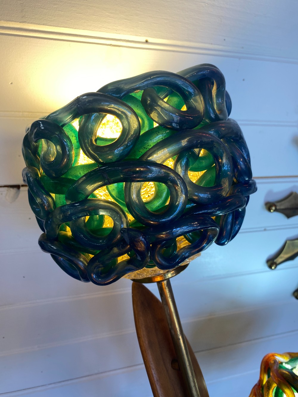 Danish MCM Tall Flower Spaghetti Table Lamp