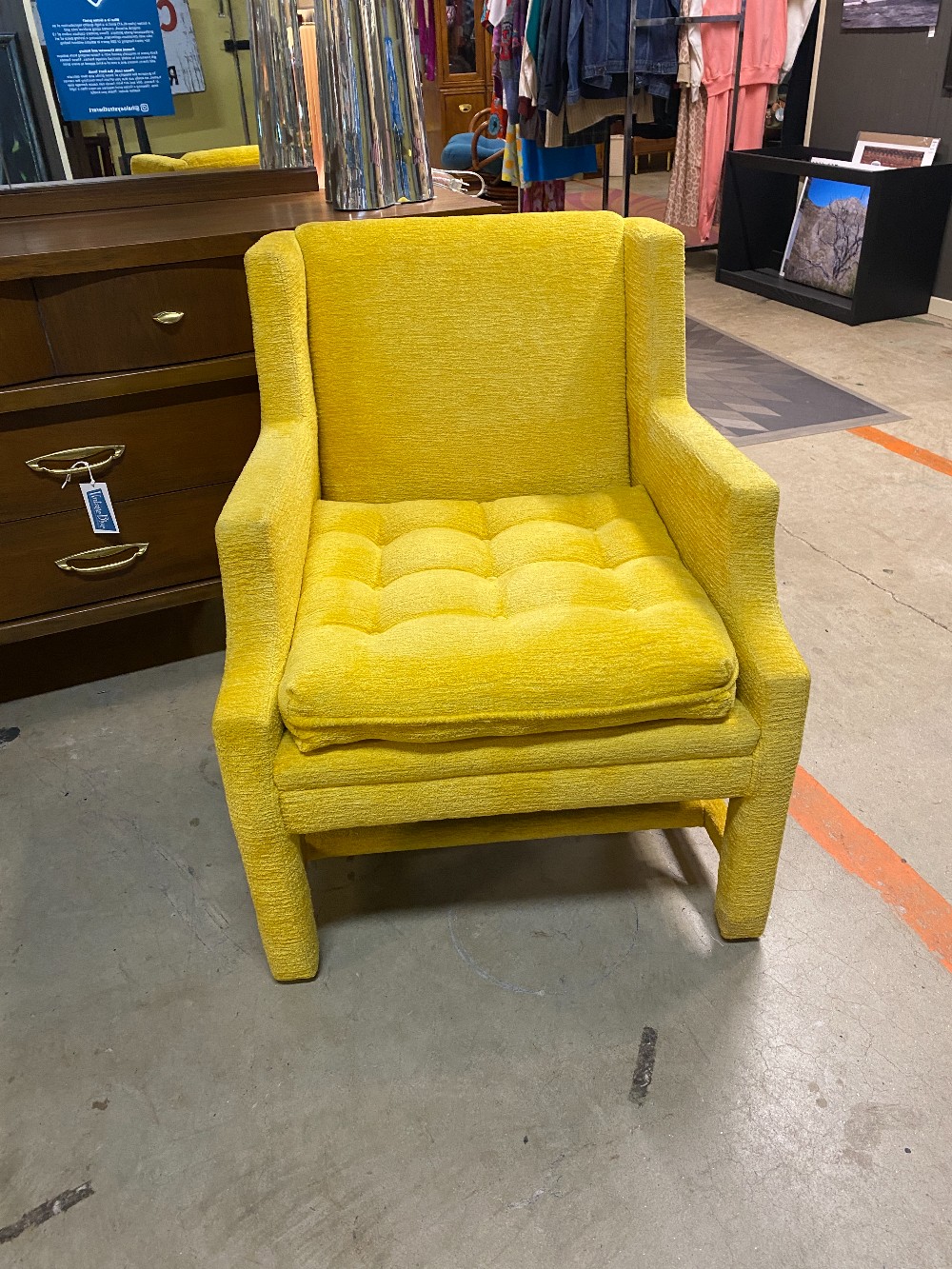Pair Bright Yellow Crushed Velvet Chairs
