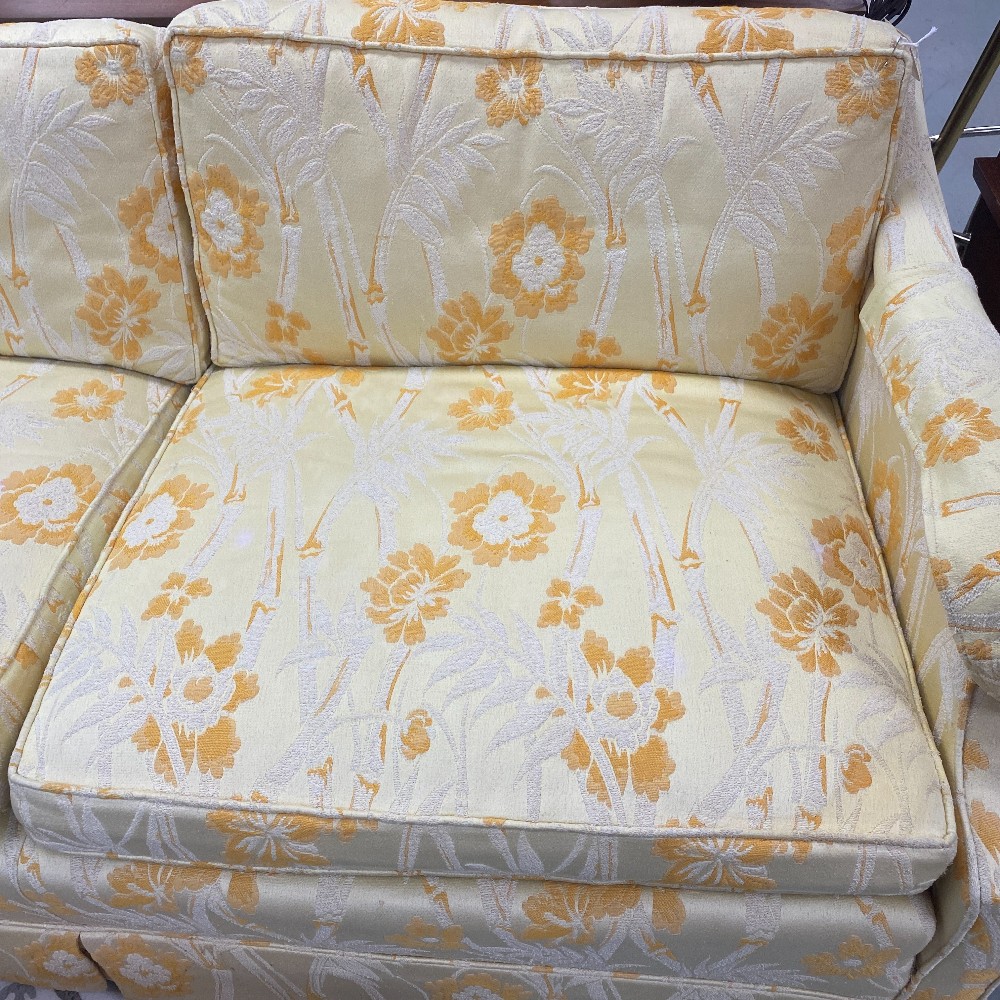 Yellow & Orange Floral 3 Cushion Sofa