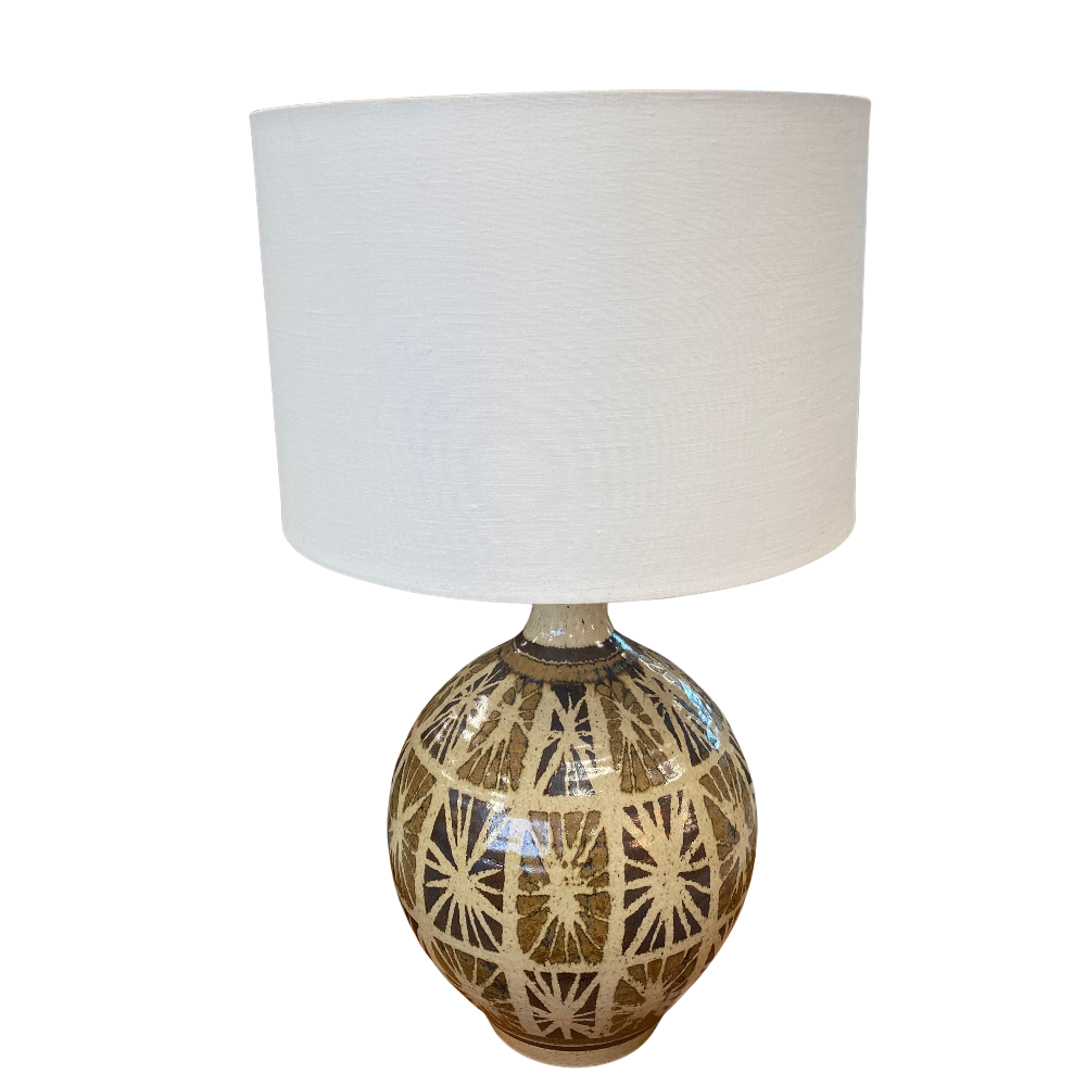 Pair of Wishon-Harrell Starburst Pottery Lamps