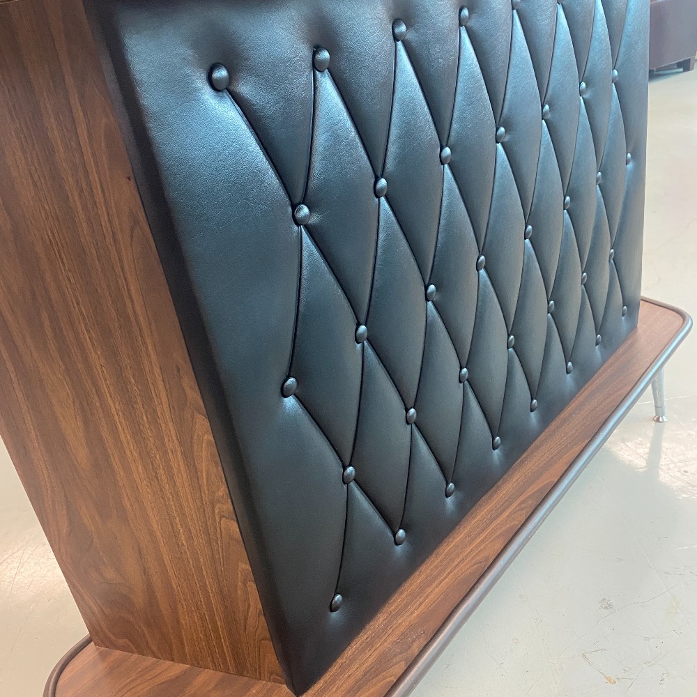 70's Black Vinyl Tufted Front Bar