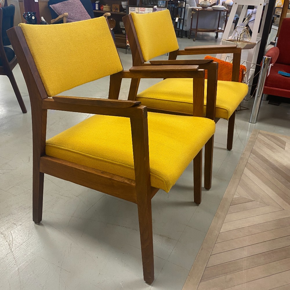 Pair of Yellow MCM Chairs