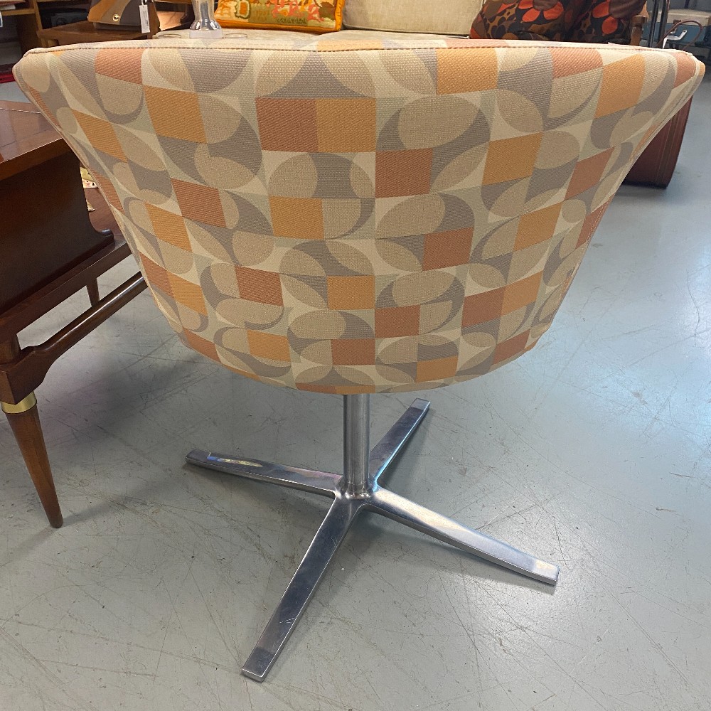 Pair Fun MCM Geometric Print Barrel Chairs