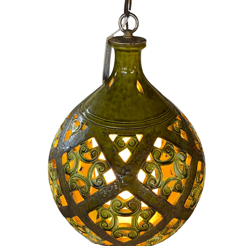 Green Ceramic Swag Lamp
