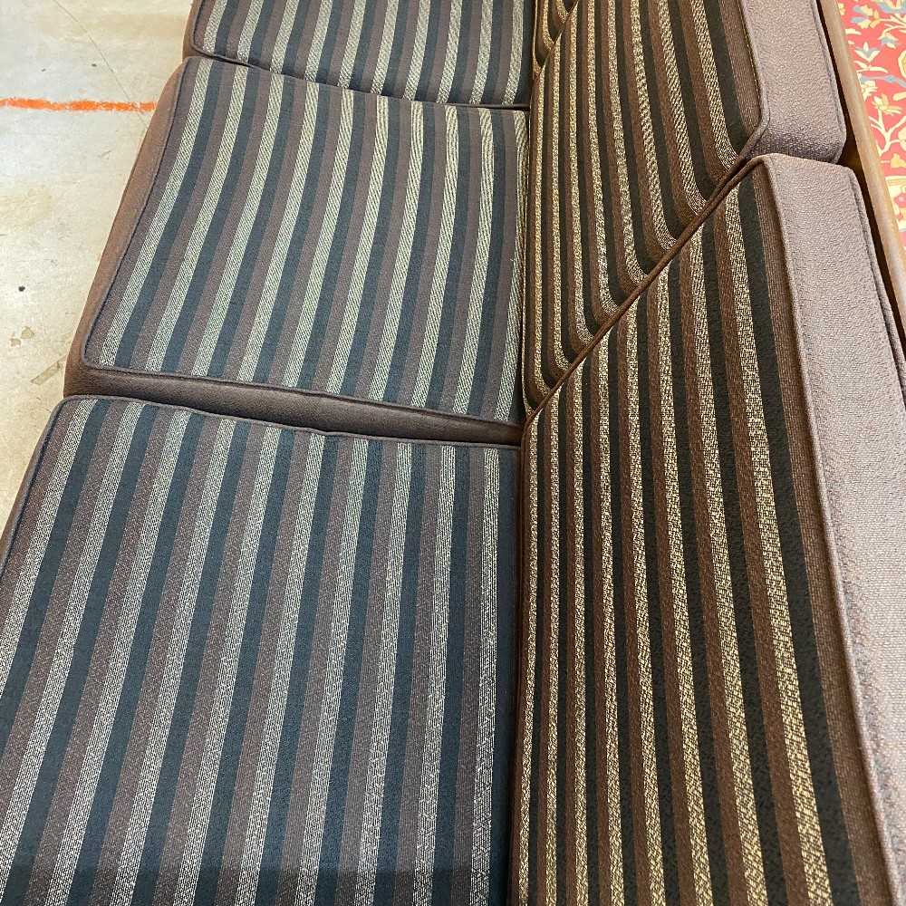 MCM Teak Sofa w/ Brown Stripe Cushions