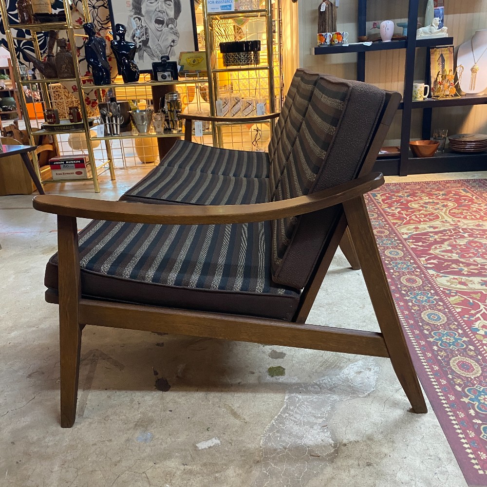 MCM Teak Sofa w/ Brown Stripe Cushions