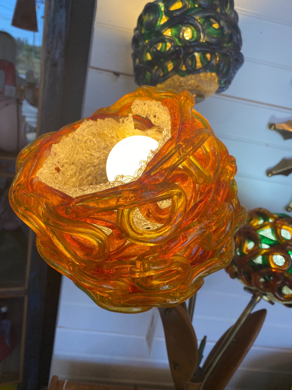 Danish MCM Tall Flower Spaghetti Table Lamp