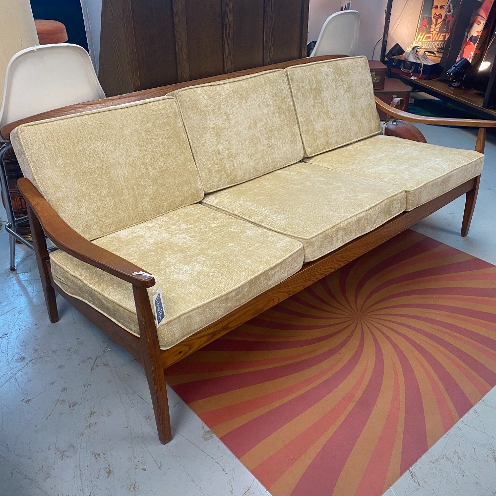 Vintage Oak Wood Spindle Sofa