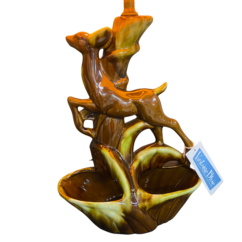 Lamp - Prancing Deer Ceramic TV w/Double Shade 1950's
