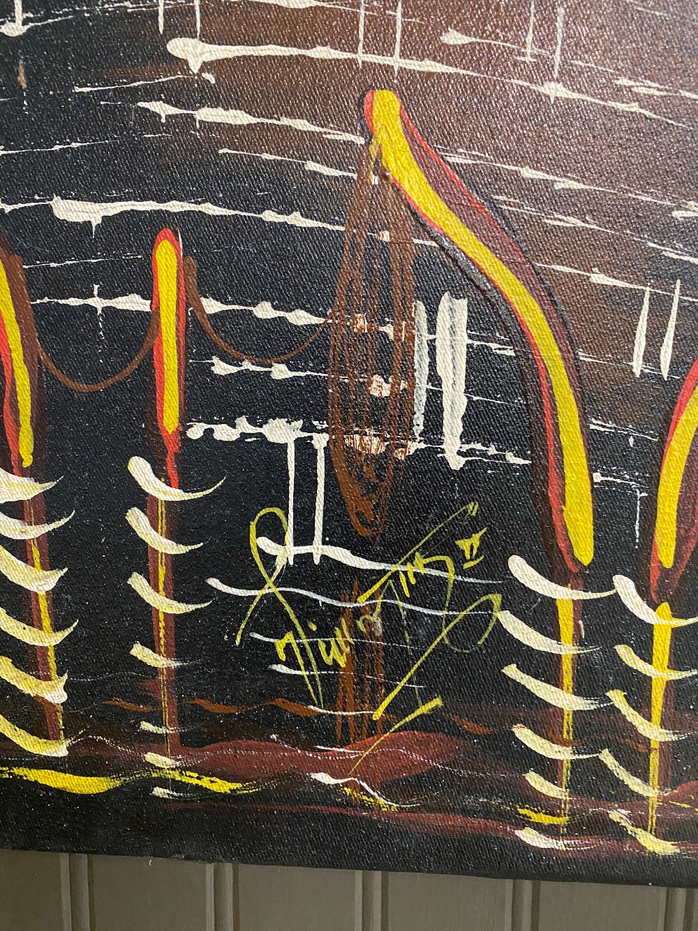 Art- Oil on Canvas Colorful Tall Ships