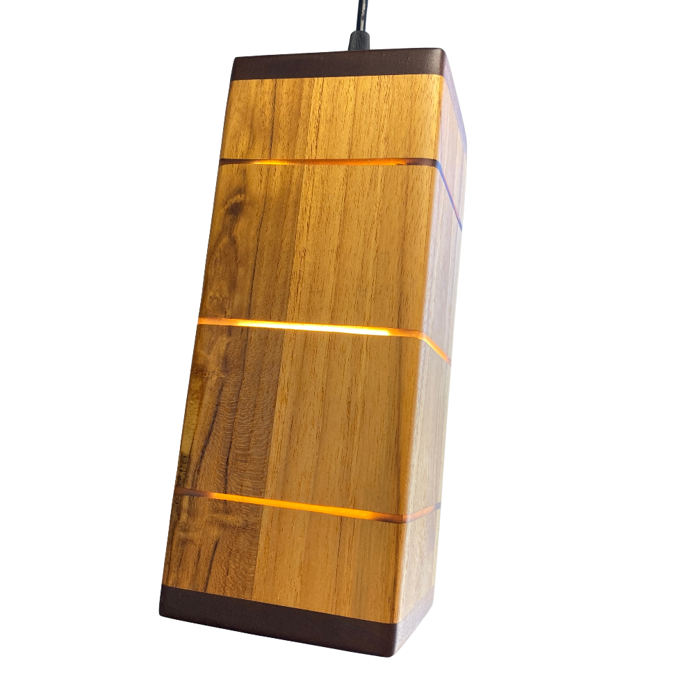 Gorgeous Hand Turned Wood & Resin Swag Light