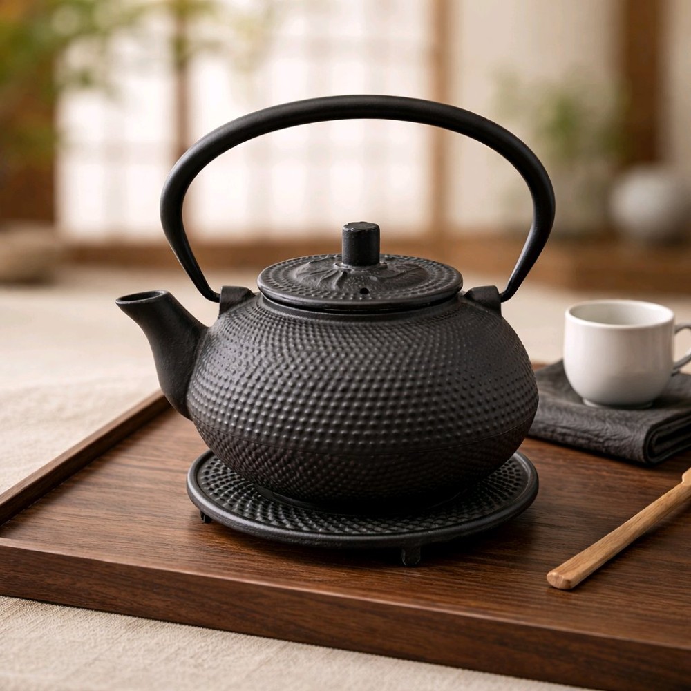 Kyusu style cast iron teapot
