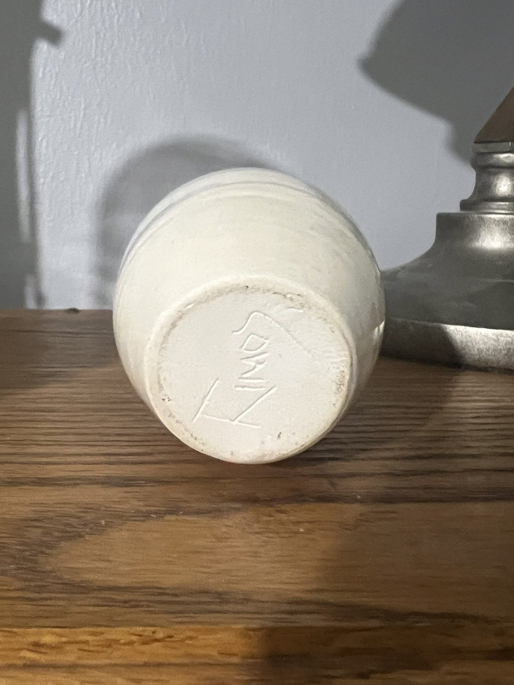 Art Pottery Small Blue & Grey Striped Vase