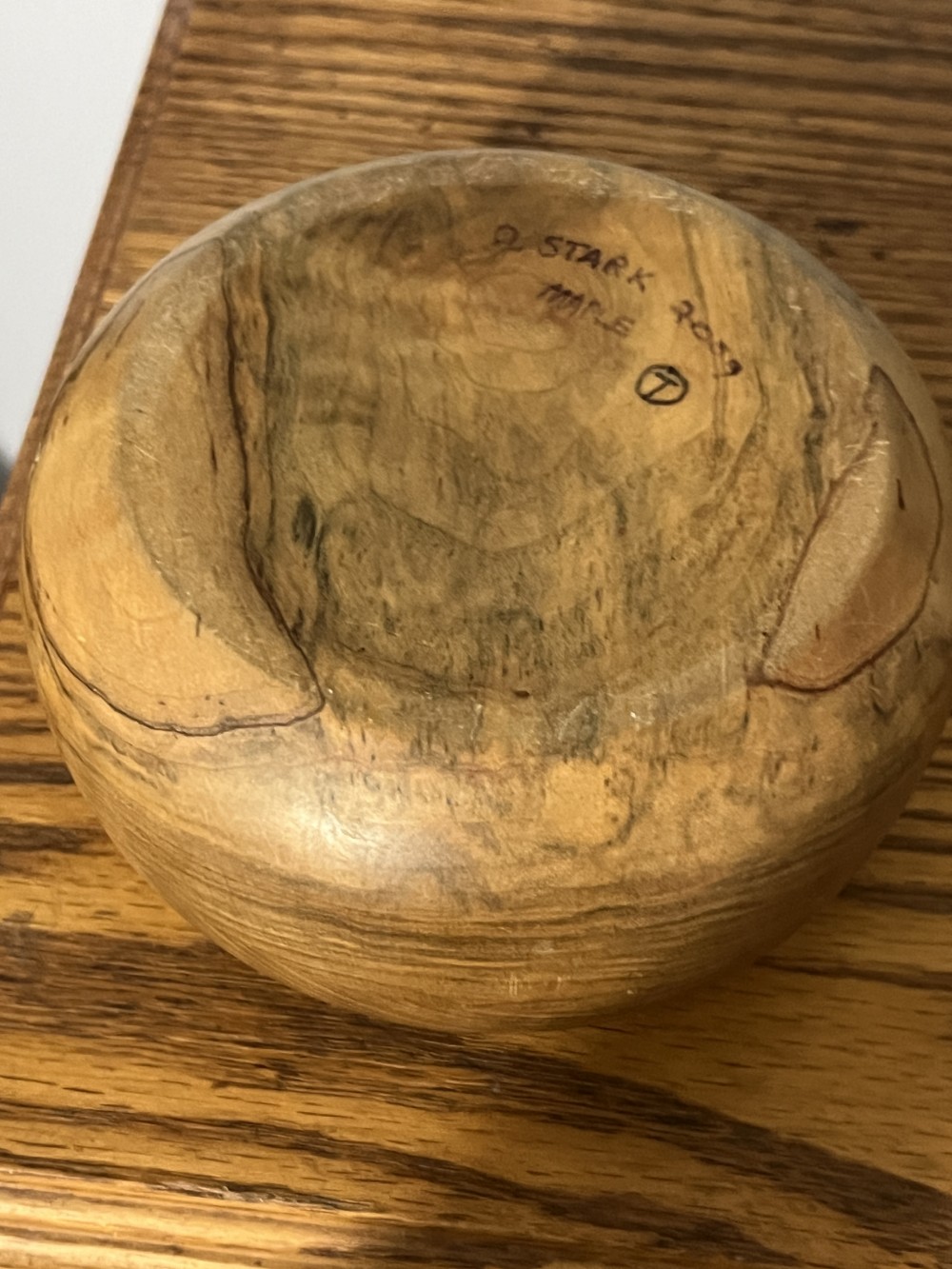 Hand-Turned Signed Maple Hollow Form Bowl/Vase