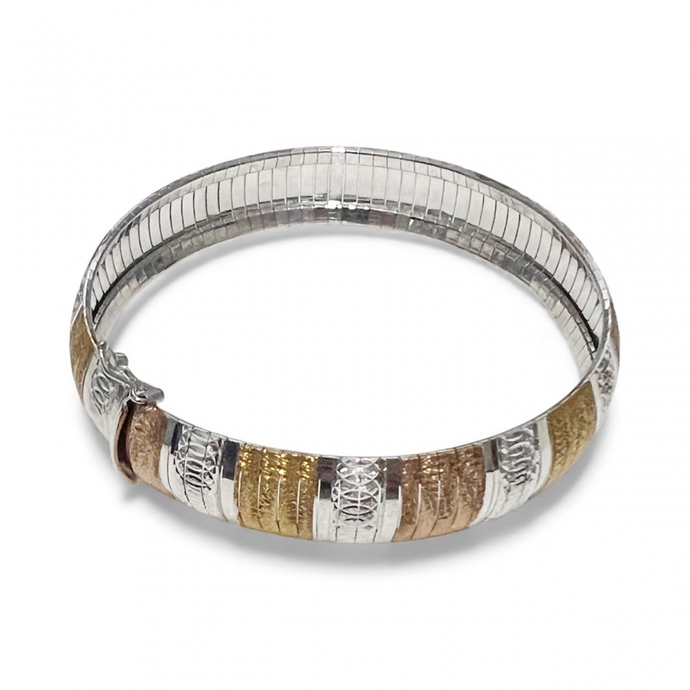 Italian Tri-Color Omega Flex Bangle Bracelet