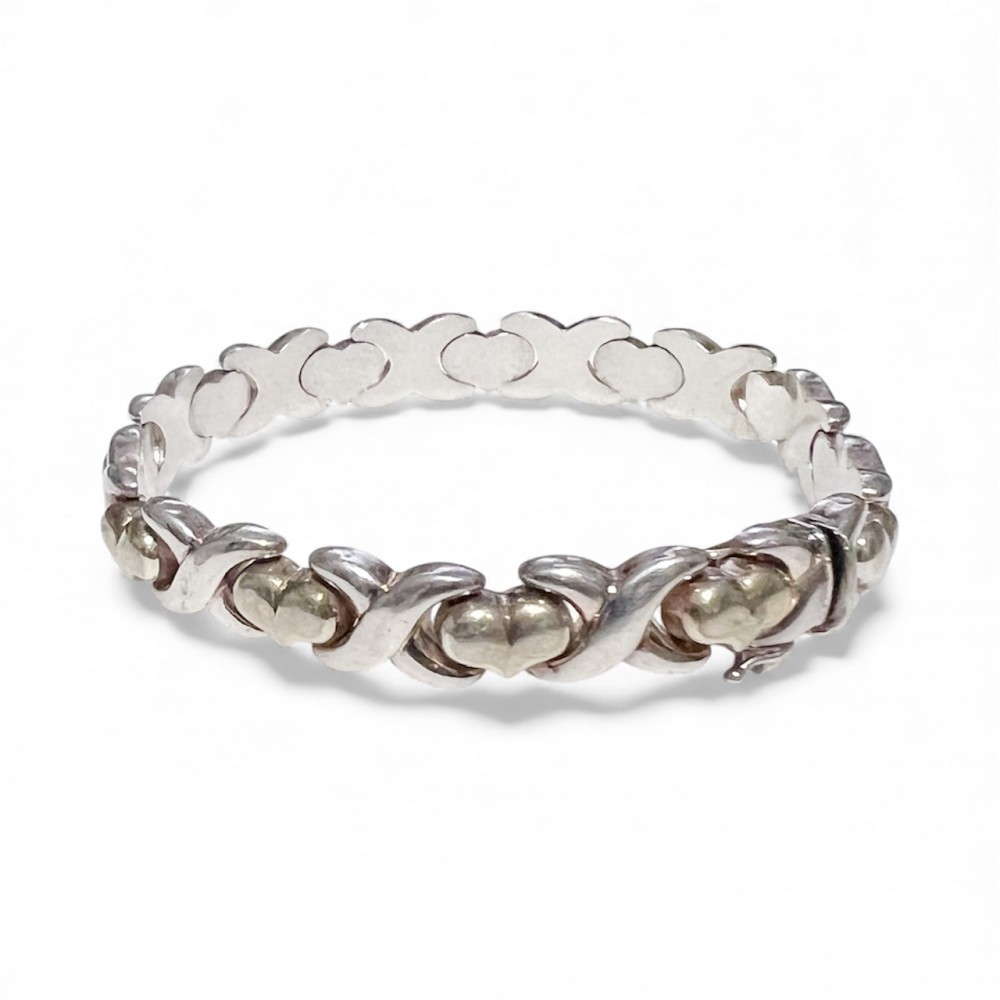 Italian Sterling XO Heart Link Puffy Bracelet