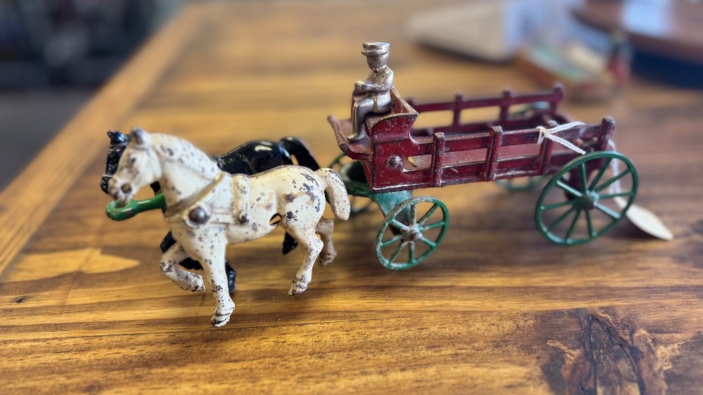 Antique Cast Iron Horse Wagon