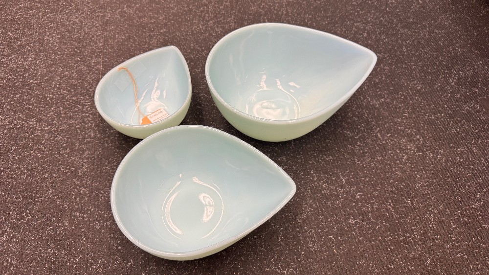 Fire-King Turquoise Blue mixing bowl set -  RARE