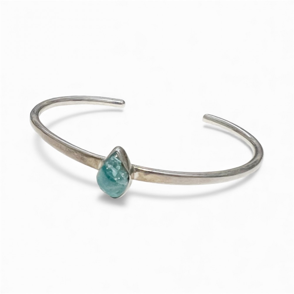 Handmade Blue-Green Stone Cuff Bracelet