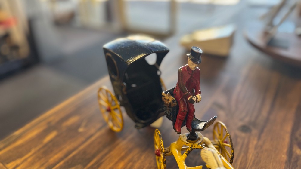 Antique - Cast Iron Horse Drawn Toy Carriage