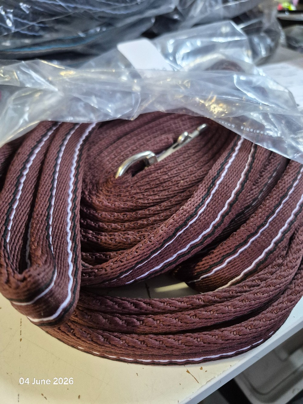 Cushion Padded Lunge Line Size 8 mtr Brown/Pink NEW