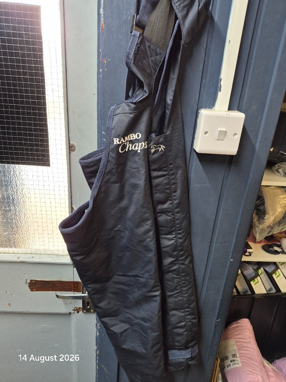 HWI Fleece Lined W/Proof Chaps Size Kids 10-12Yrs Navy LIKE NEW
