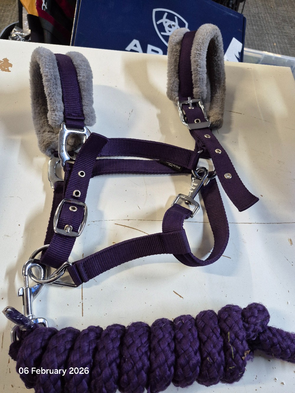 Hy Sport Fleece Head Collar & Rope Size Full Purple/Grey LIKE NEW