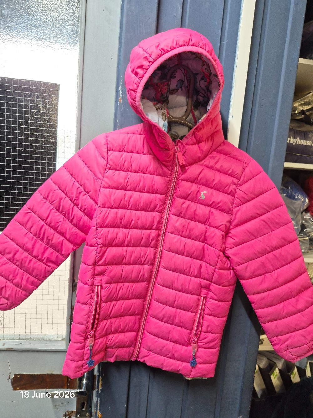 Joules Puffa Jacket Size Kids 7 Years Colour Pink USED