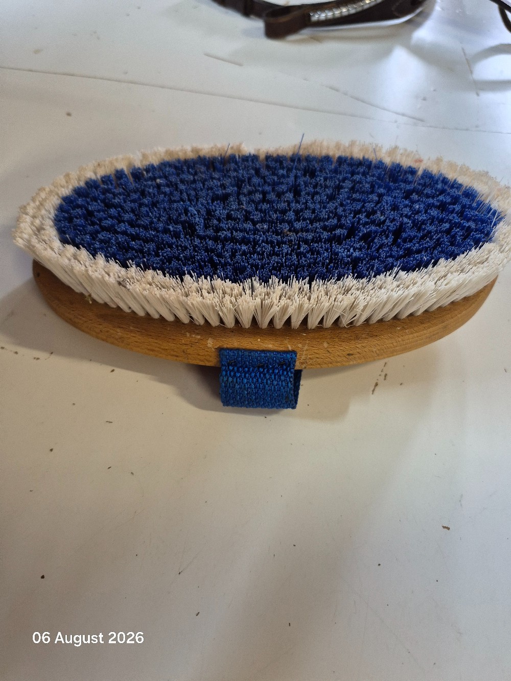 Equerry Grooming Brush Size Large Blue/White/Wood USED