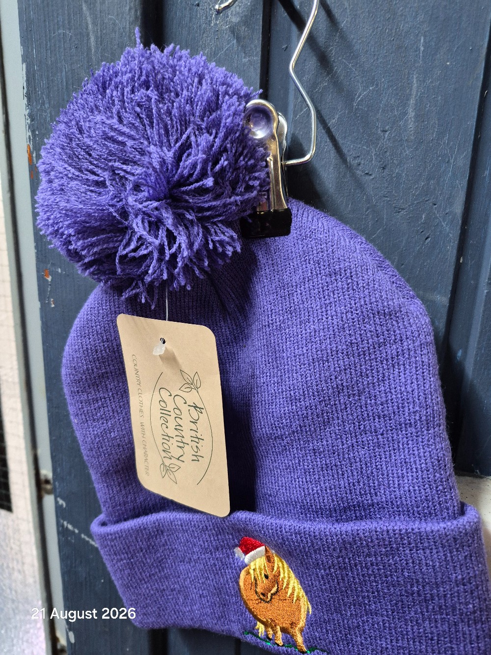 Country Collection Xmas Pony Bobble Hat One Size Purple BNWT