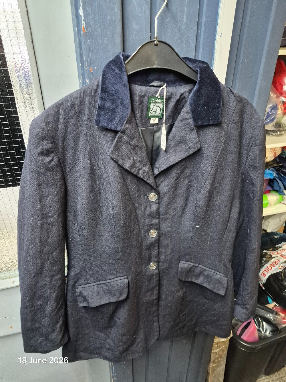 Dublin Show Jacket Size Adult 14 Colour Navy Stripe USED