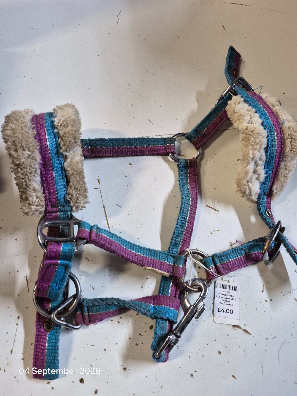 Fleece Head COllar Size Mini Colour Teal/Purple USED