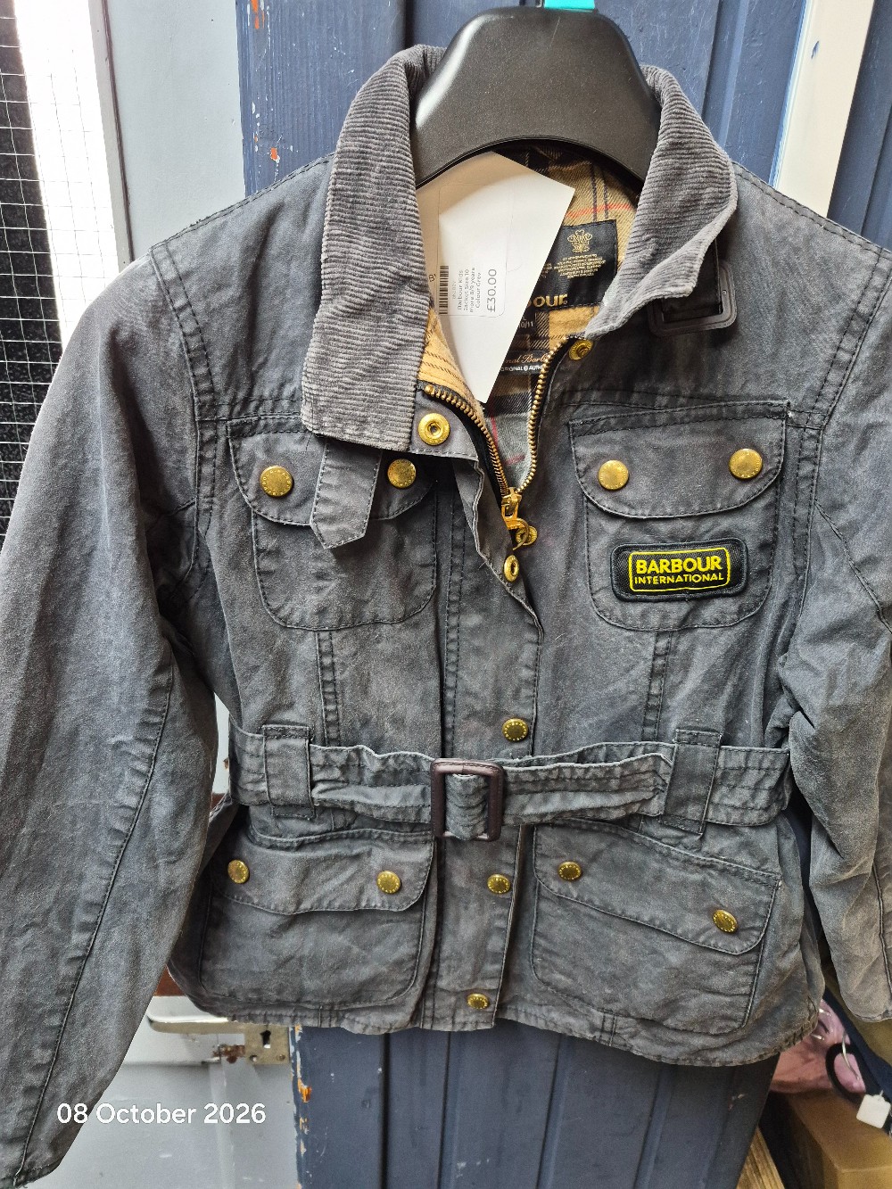 Barbour Kids Jacket Size 10 more 8/9 years Colour Grey LIKE NEW