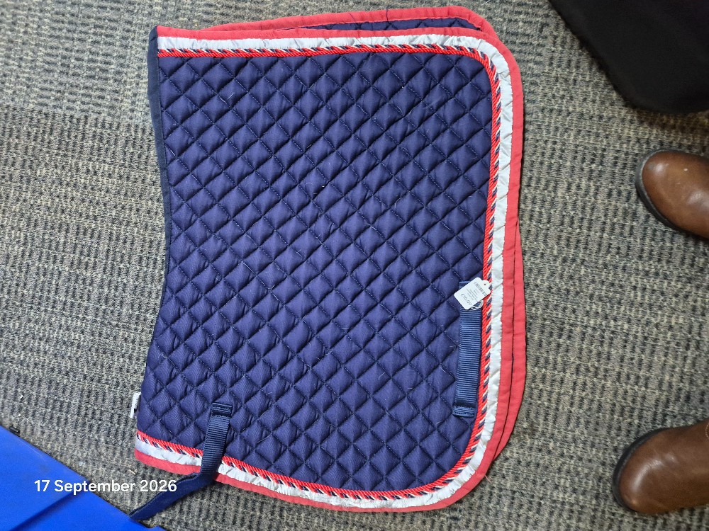 Benz Equestrian Saddle Pad Size Cob/Full Navy/White/Red USED