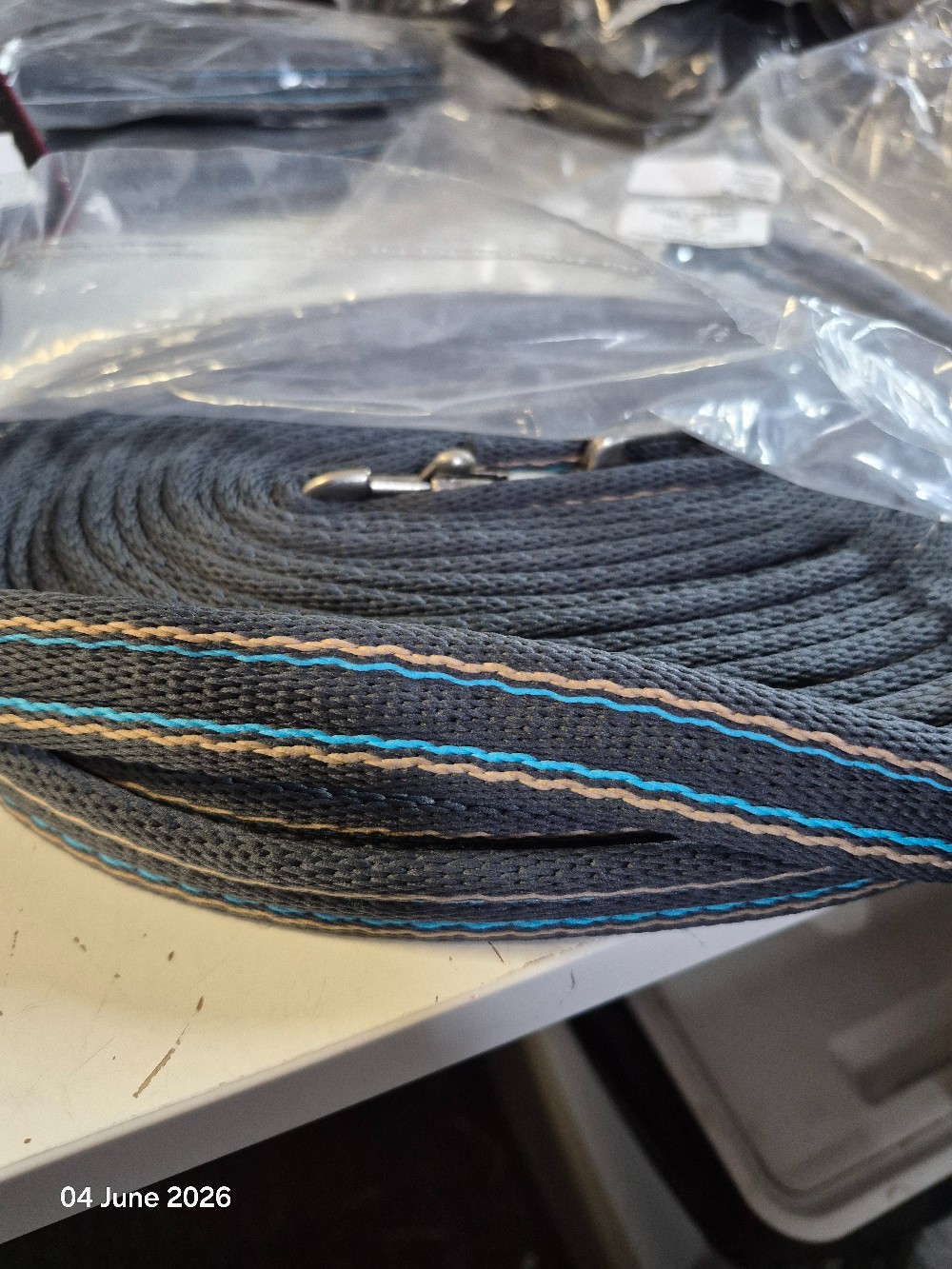 Cushion Padded Lunge Line Size 8 mtr Grey NEW