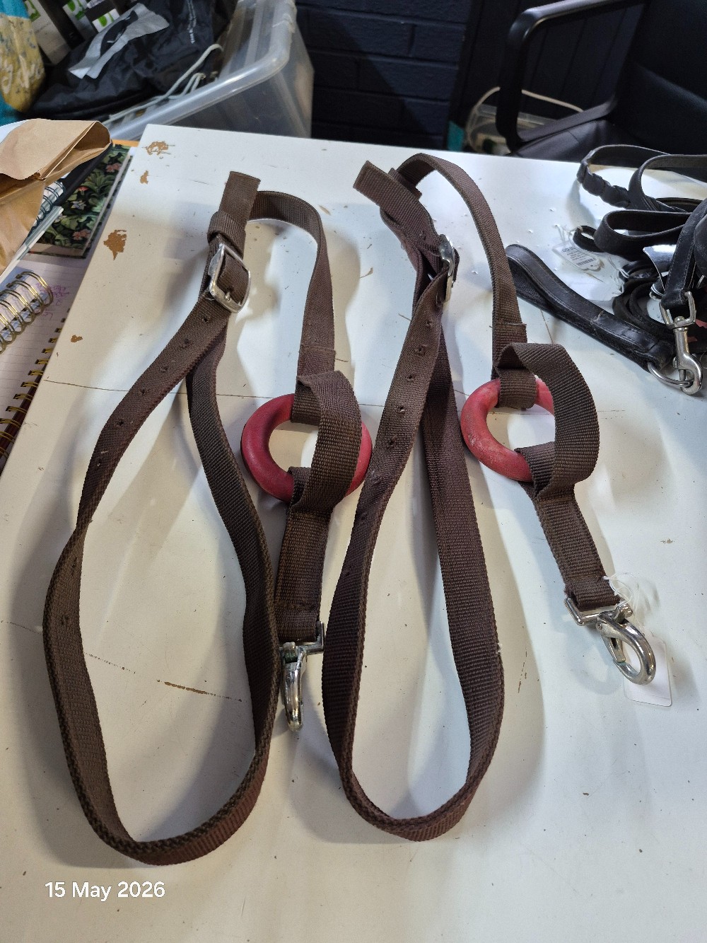 Rubber Ring Side Reins Colour Brown/Red USED