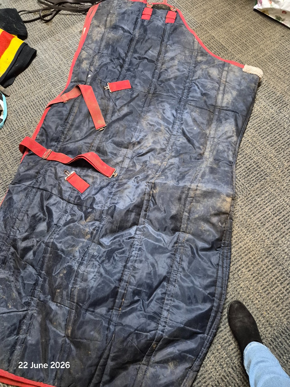Stable Rug Size 6'6 Medium Weight Colour Navy/Red USED