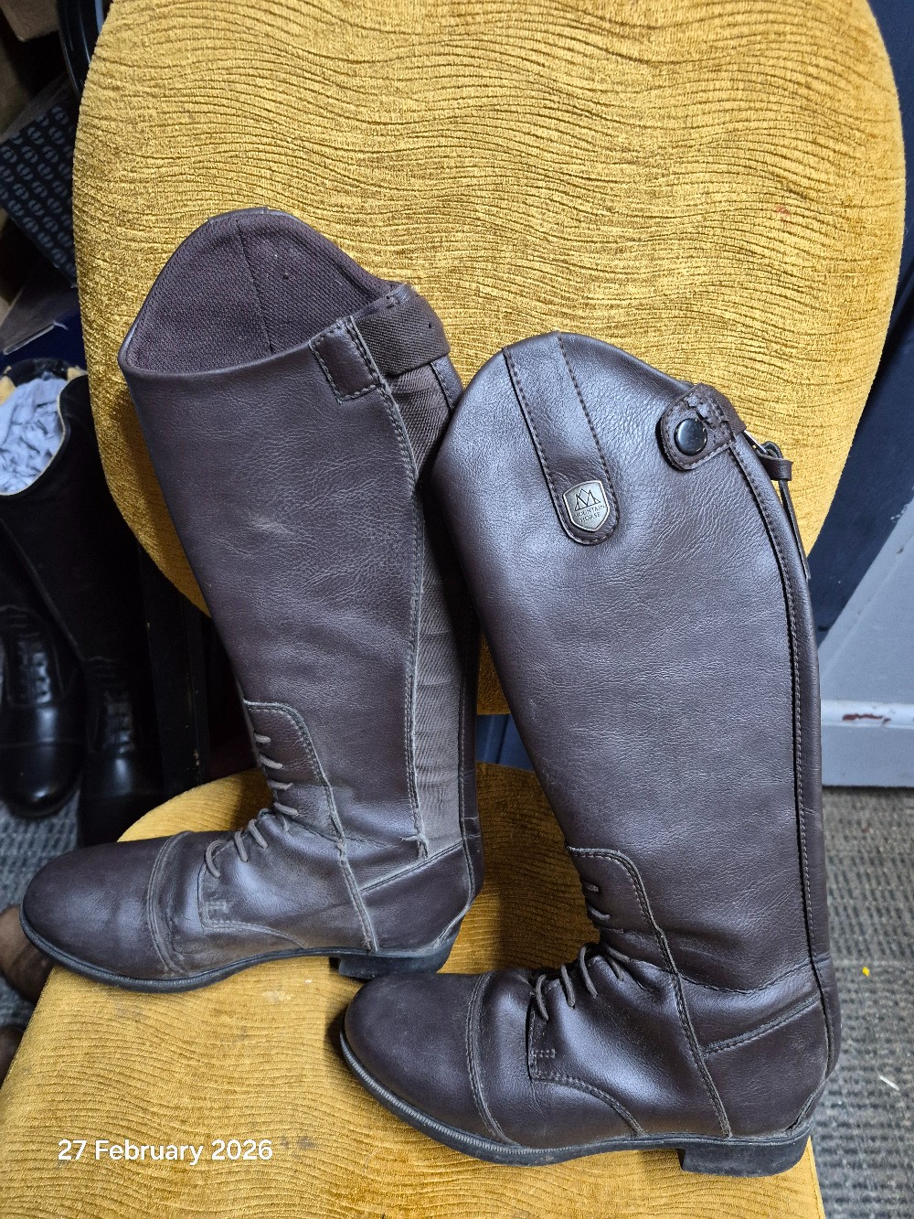Mountain Horse Tall Boots Size 1-2 Euro 33/34 Brown USED