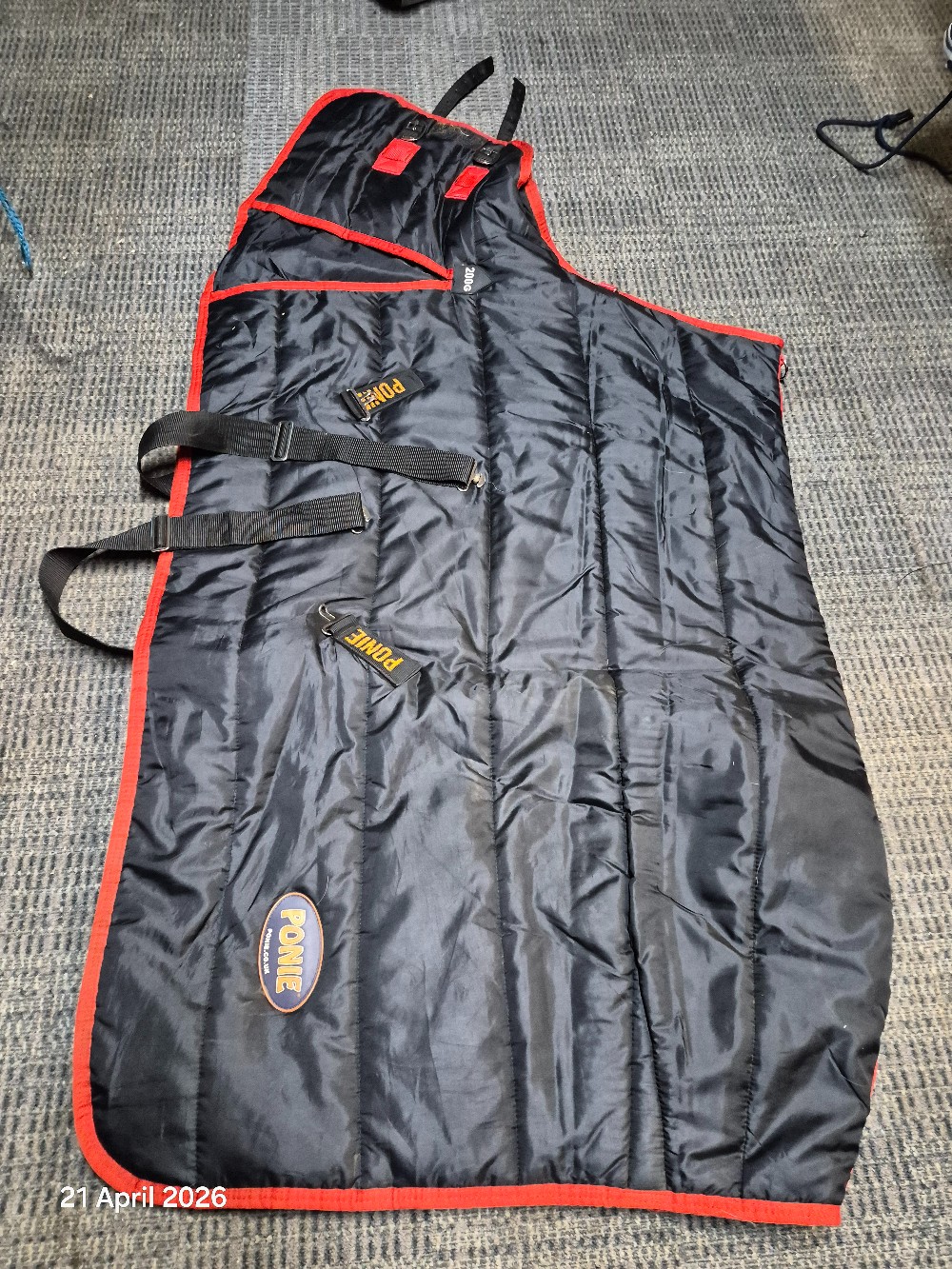 Ponie Stable Rug No Neck Size 5'3 200gm Black/Red LIKE NEW