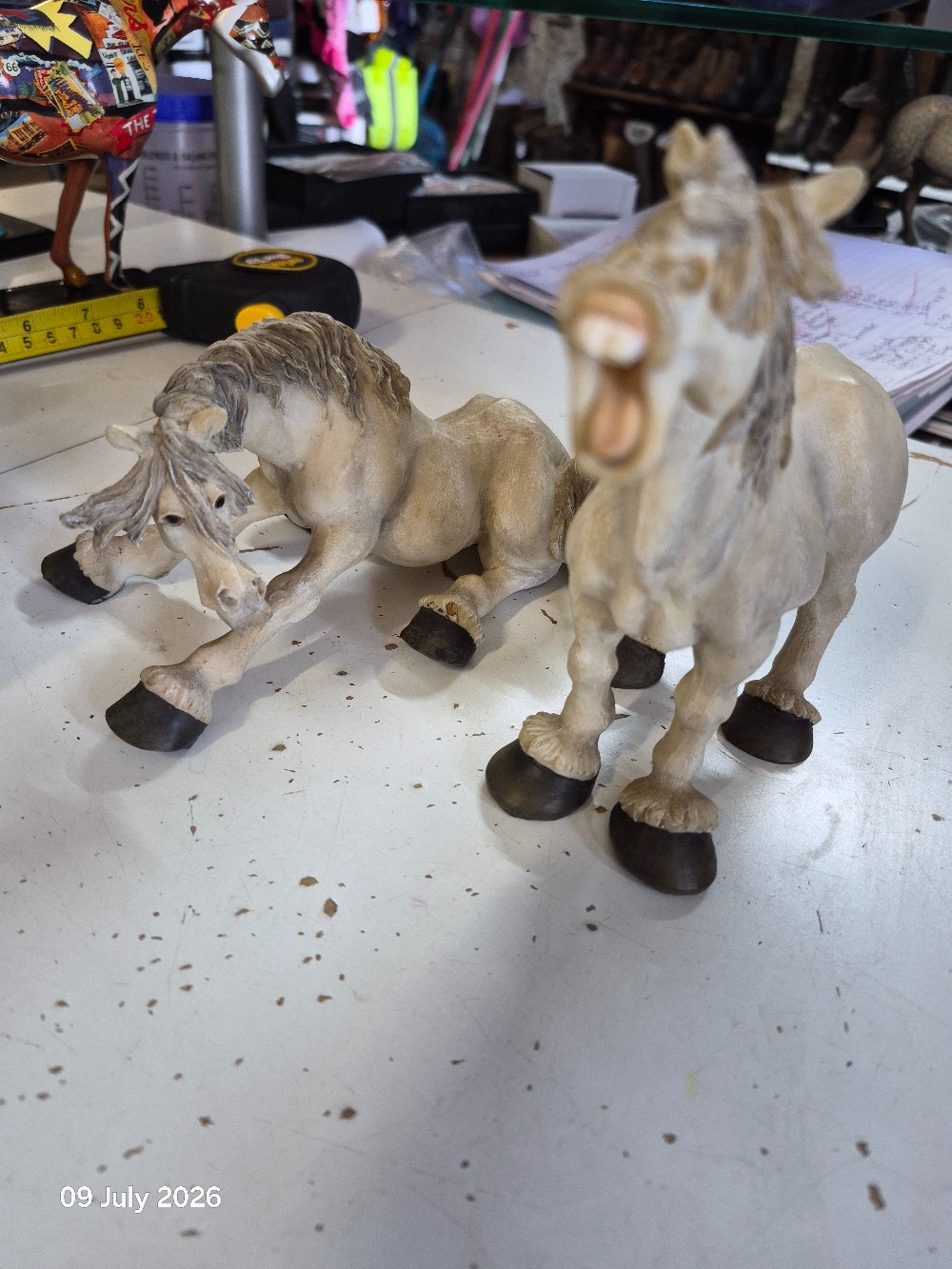 Funny Horse Resin Figures set of 2 USED