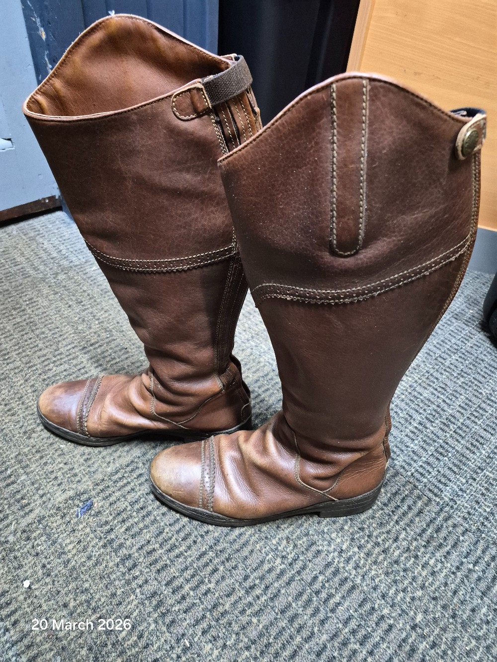 Shires Leather Riding Boots Size Euro 41W UK 7 Brown USED